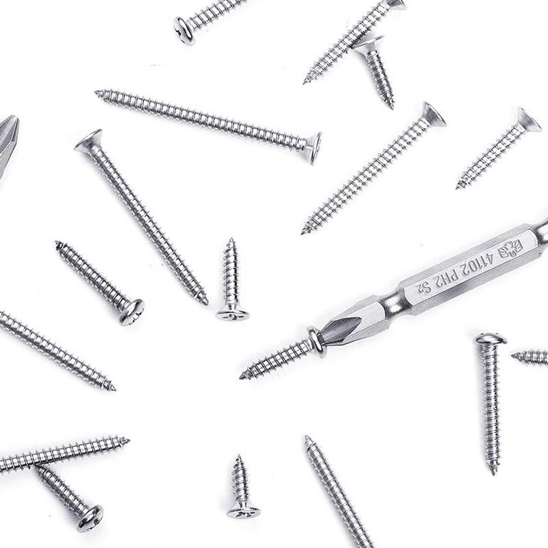 304 Stainless Steel Mixed Head Self-Tapping Screws Set with Flat and Pan Head Countersunk Screws