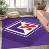 ACF Fiorentina Football Club Splash Style Area Rug, Dark Purple Texture Logo Floor Mat, Non Slip Carpet for Living Room Bedroom, Sports Decor Rug