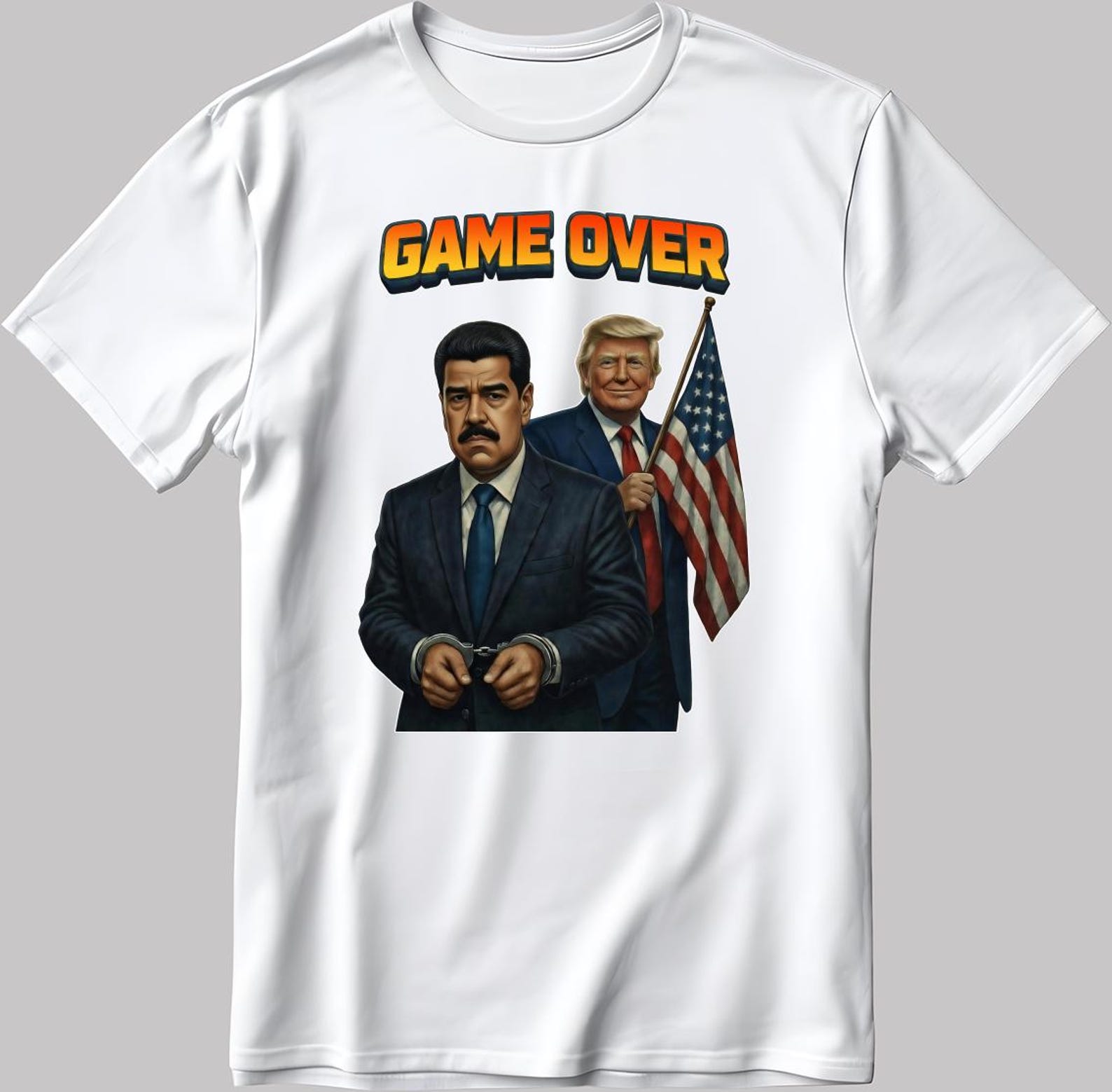 Game Over Maduro Captured Black-White Men Women T-Shirt J060 S