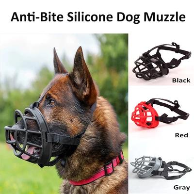 Adjustable Dog Muzzle Anti-Biting Dogs Mouth Cover Silicone Pitbull Breathable Muzzlees Dogs Harnesses Pets Training Supplies