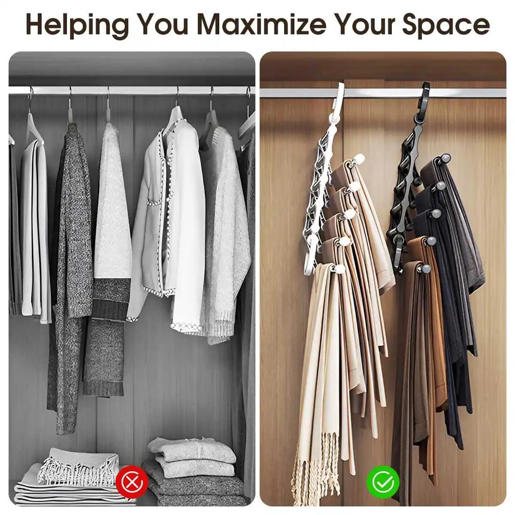 1PC Magic Trouser Rack Hangers Stainless Steel Folding Pant Rack Tie Hanger Shelves Bedroom Closet Organizer Wardrobe Storage