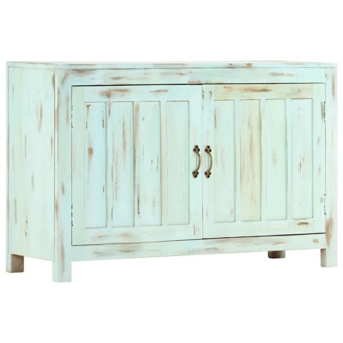 Low Sideboard - vidaXL - 110 X 35 X 70 Cm - Solid Mango Wood - 2 Doors - Light Blue