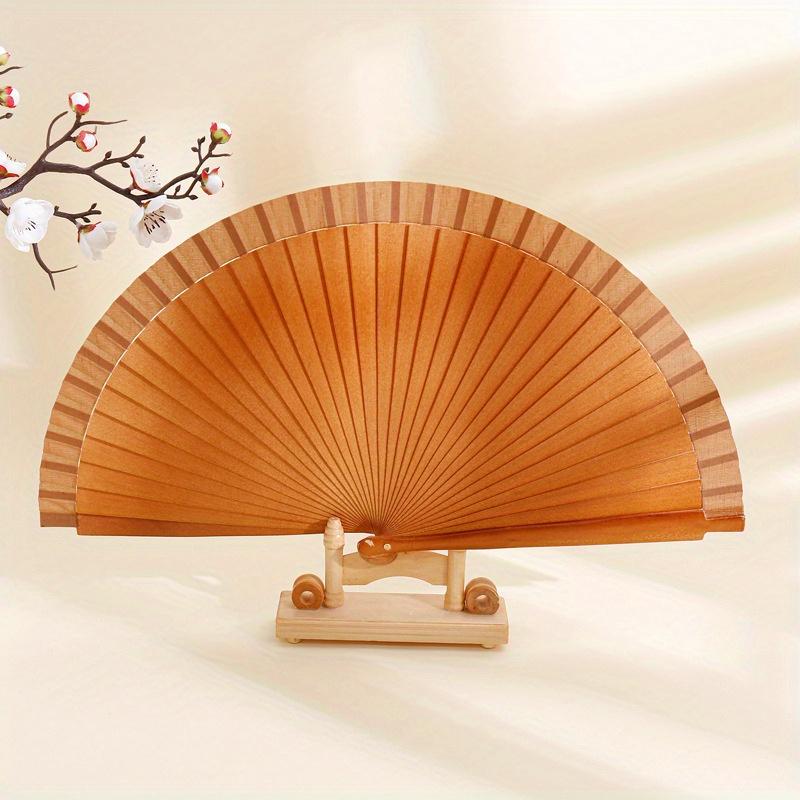 

Винтажный ручной складной веер, однотонный деревянный веер, для танцевальных выступлений, реквизит на заказ, свадебная вечеринка, домашний декор коричневый