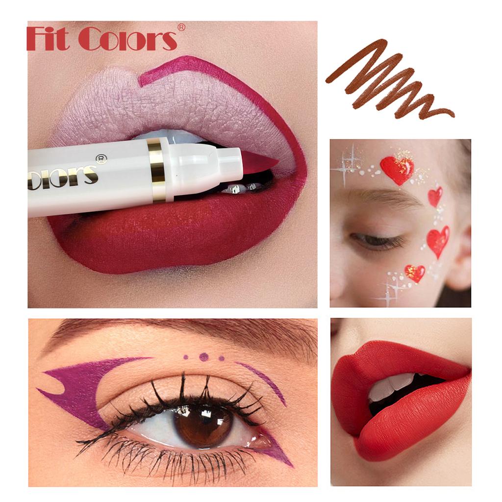 Fit Colors Set Penne Liner Labbra Liquido 6 Pezzi, Gloss Labbra Rossetto Contouring Make-up Cosmetici Resistenti all'Acqua a Lunga Tenuta, Effetto Velluto Opaco, Scatola Regalo