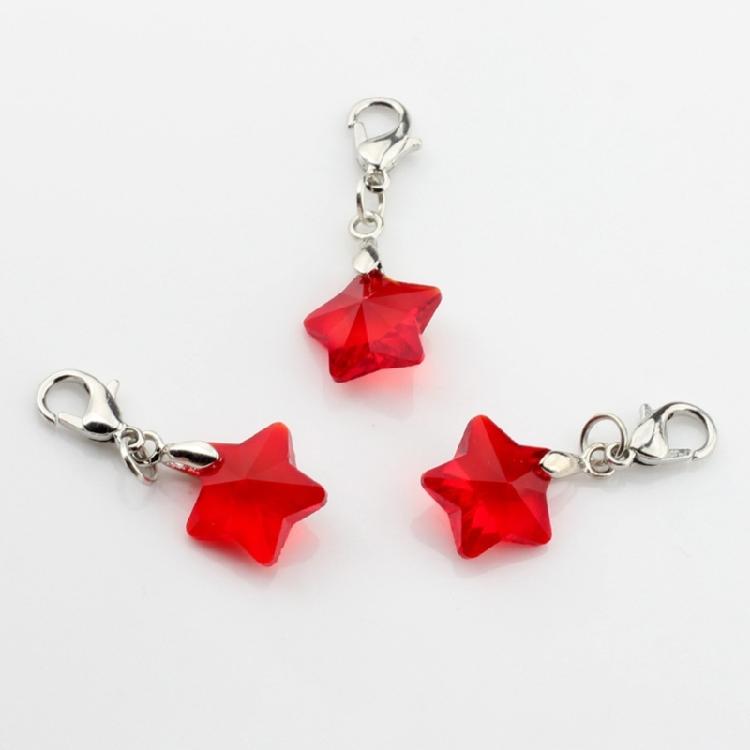 Popular Alloy Earrings Accessories Colorful Five-Pointed Star Pendant Keychain Lobster Clasp Keyring Bag Accessory