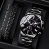 Watch 2-Piece Set Men'S Watch Business Steel Belt Watch Quartz Watch Set