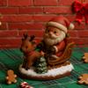 Santa Claus Reindeer Sleigh Resin Figurine Handcrafted Christmas Tabletop Decor Holiday Gift for Family Friends