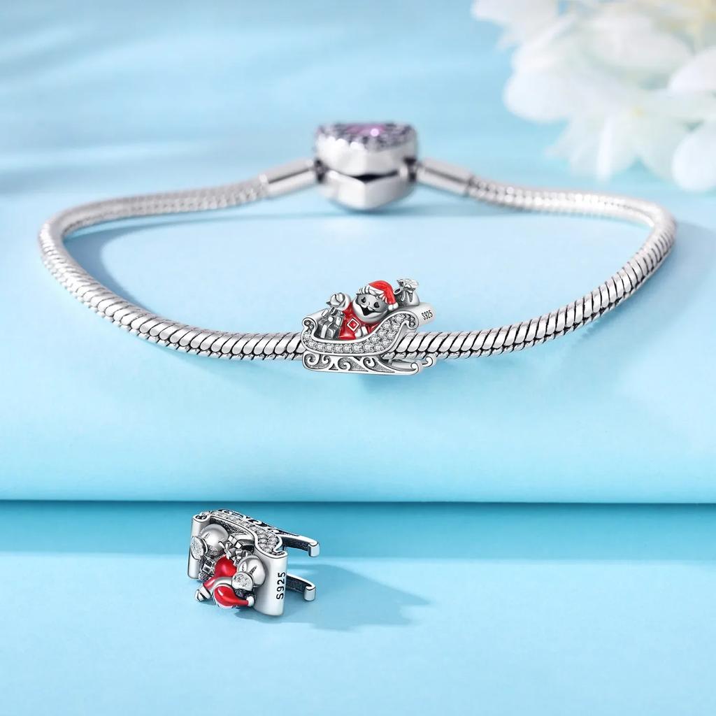 Copper Santa Claus Sled Bead Charms Christmas Penguin Charm Bead Charms Compatible With Authentic Bracelets for Women Diy Fine Jewellery Gifts Accesso