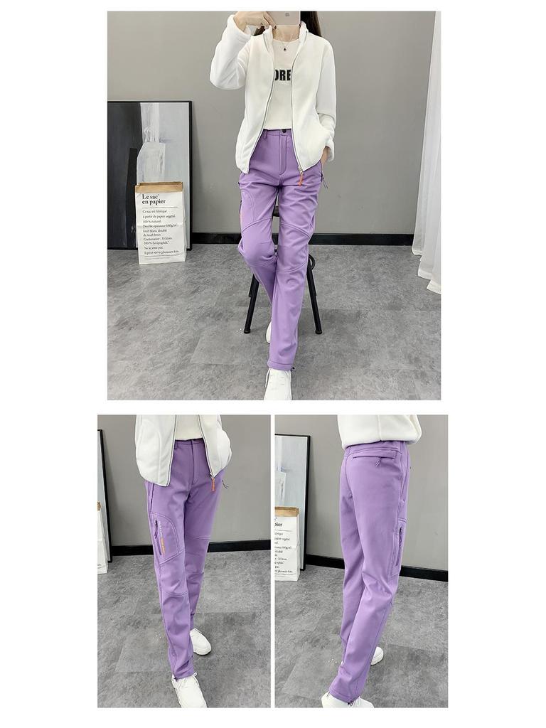 Outdoor Windproof Waterproof Thickened Ski Hiking Softshell Fleece Pants for Men and Women - Autumn Winter