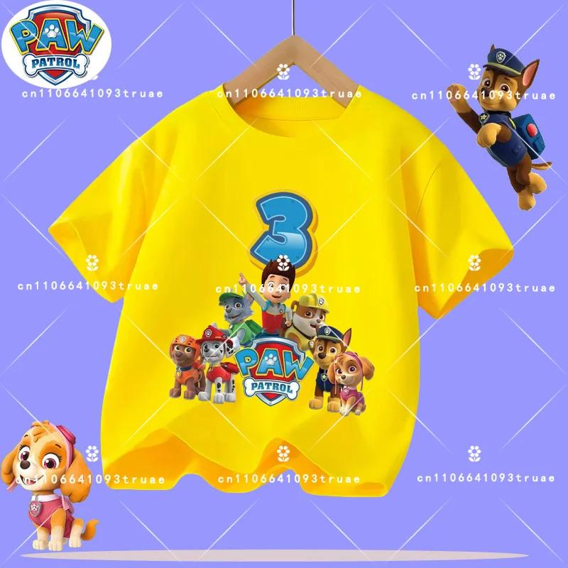 1-12 years old summer Polyester T-shirt for PAW Patrol children's short-sleeved casual top for girls and boys with cartoon print