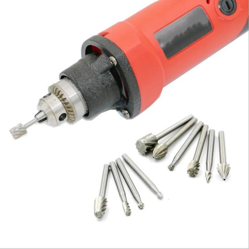 10pcs Set HSS Titanium Routing Rotary Milling Rotary File Cutter Wood Carving Carved Knife Tools