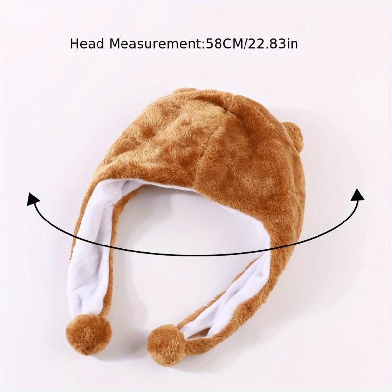 Plush Winter Animal Hat Warm Winter Hood for Adults Bear Earflap Hat Pom Costume Accessory Party Ski Cap