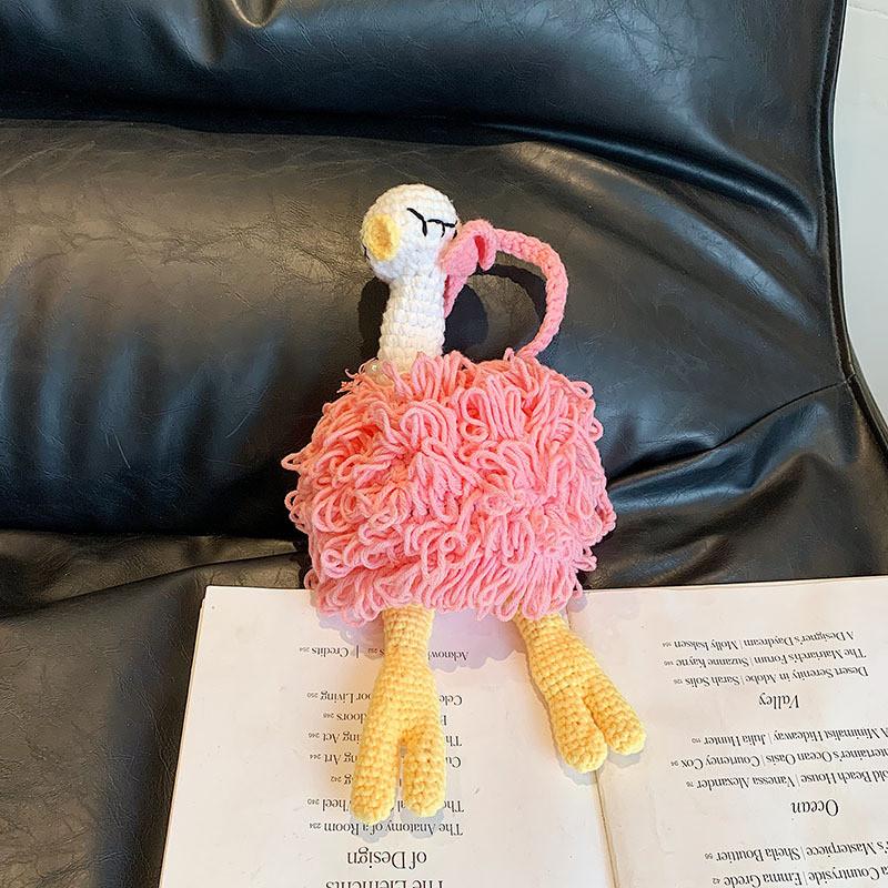 Cute Plush Ostrich Handcrafted Crochet Crossbody Bag For Kids Unisex Fun Design розовый