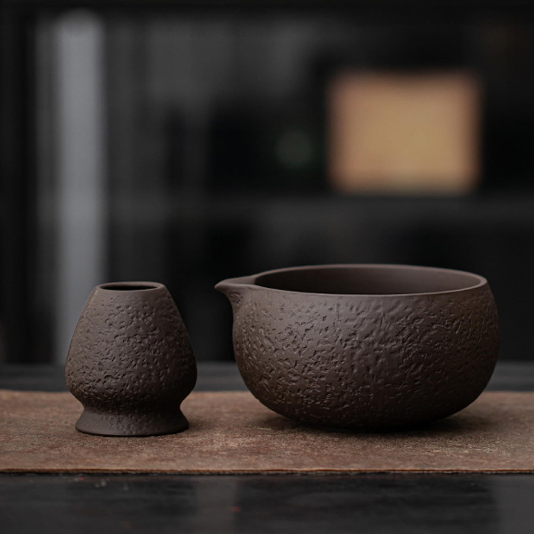 

Purple clay matcha Japanese style ceramic tea unglazed with approximately 400ml 12cm x tea ceremony gift of bowl, bowl, handle, capacity, (depth)