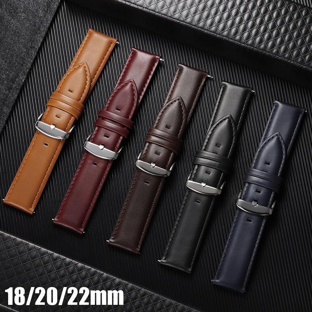 Leather Watch Band 18mm 20mm 22mm Vintage Cowhide Watch Strap Steel Pin Buckle Universal Wristband Quick Release Bracelet