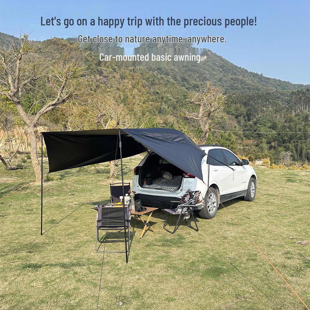 Universal Outdoor Car Awning for Camping and Touring - Black Vinyl