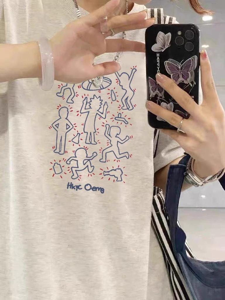 Women's Retro Hip-Hop Oversized Cotton T-Shirt - Summer Short Sleeve Niche Design