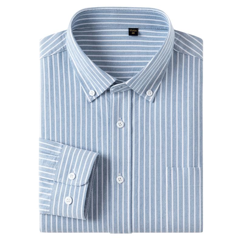 

100% Cotton Striped Shirs for Men Long Sleeve Cotton Oxford Shirt Long Sleeve Casual Business Autumn Spring 44