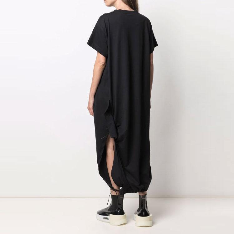 Y-3 FW21 Drapované maxi tričkové šaty Dámské šaty Černá GV0347