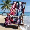Custom Name Personalized Harley Quinn Joker Print Beach Towel, for Trip Camping Beach Party Home Decor, Birthday Gift for Family & Friends