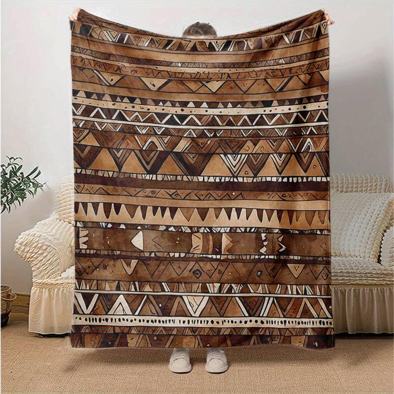 1pc Abstract Tribal Patterns Design Blanket Seasonal Home Decorative Throw for Room, Gift Idea for and , Living Room .G003