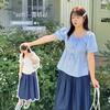 Large Size Women's Clothing Age-reducing Square Collar/one-word Shoulder Doll Shirt Women's Summer New Bow Top 222366