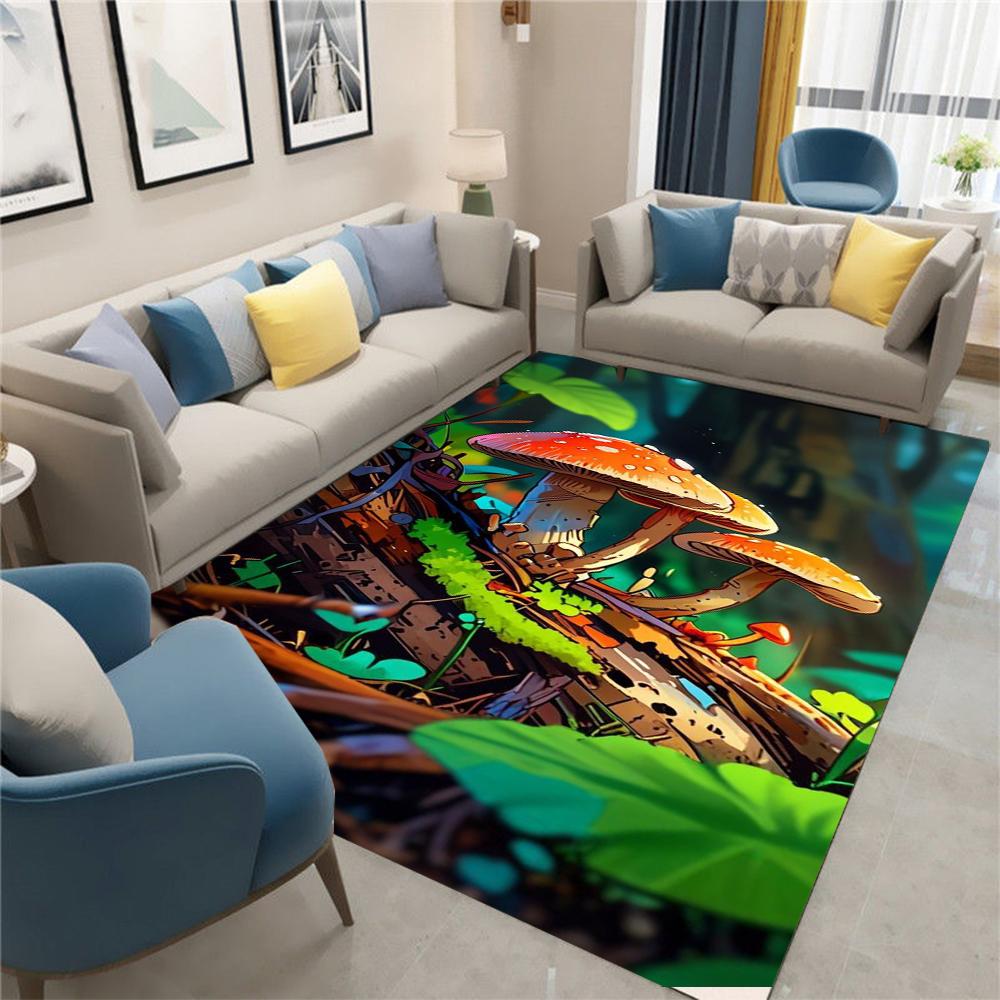 Colorful Mushroom Carpet Cartoon Living Room Bedroom Kitchen Sofa Balcony Carpet Anti Slip Washable Mat Exquisite Accessories