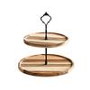 Solid Wood Serving Tray Detachable Multi Layer Frame Wood Grain Texture Display Tray Stable Bracket Smooth Storage Tray