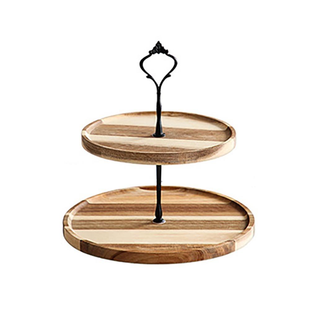 Solid Wood Serving Tray Detachable Multi Layer Frame Wood Grain Texture Display Tray Stable Bracket Smooth Storage Tray