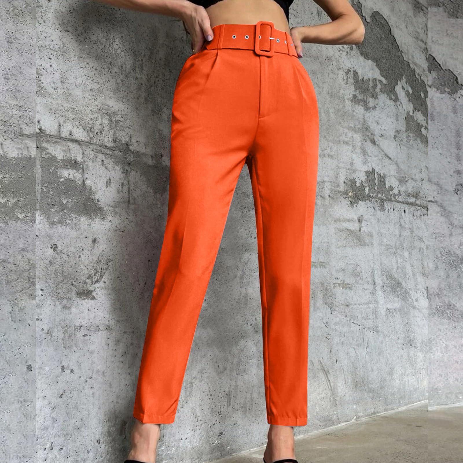 

Женские однотонные повседневные брюки, облегающий крой, пояс с отделкой, прямые брюки с узором «девять точек» XL шафрановый