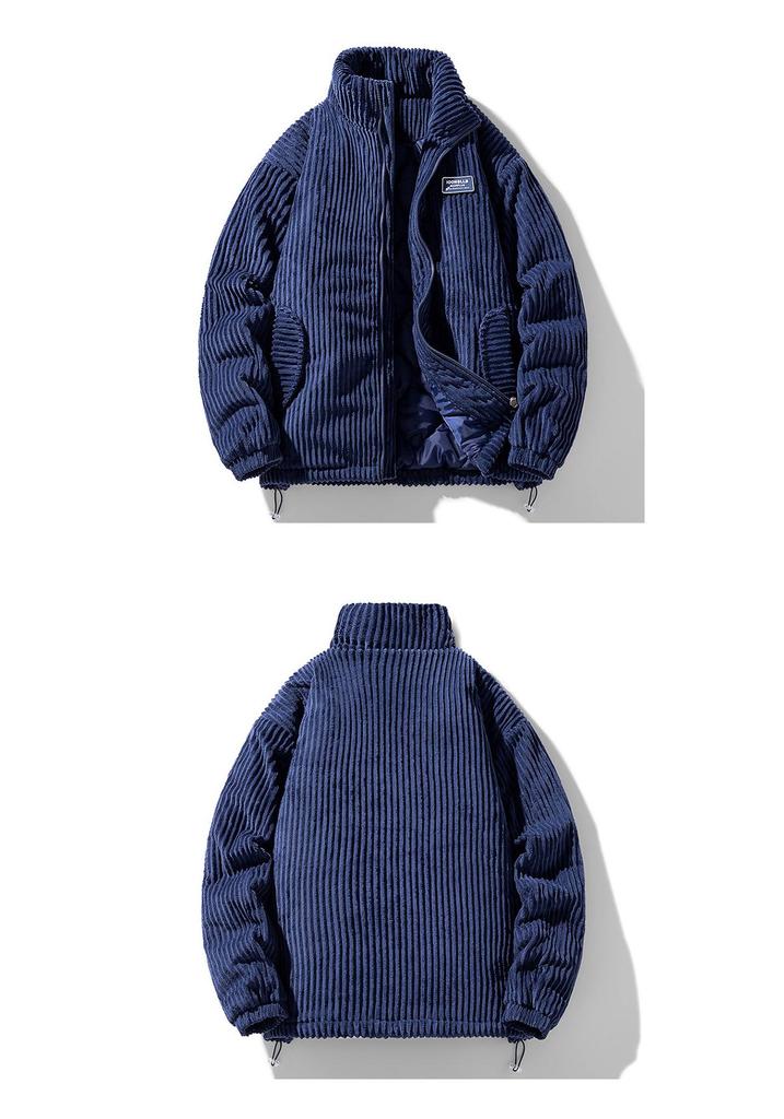 Retro American Corduroy Stand Collar Jacket – Trendy, Warm, Thickened, Unisex for Autumn/Winter