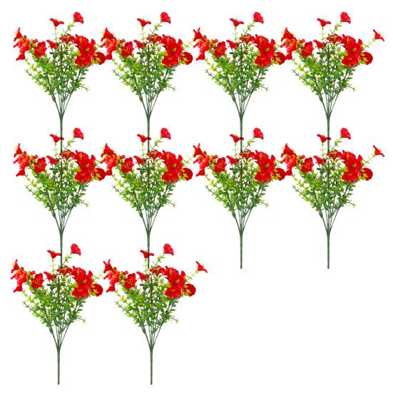 

Букет искусственных цветов петунии, искусственные цветы для улицы, реалистичные, устойчивые к ультрафиолетовому излучению, искусственные цветы для крыльца, патио, подвесной корзины 10pcs