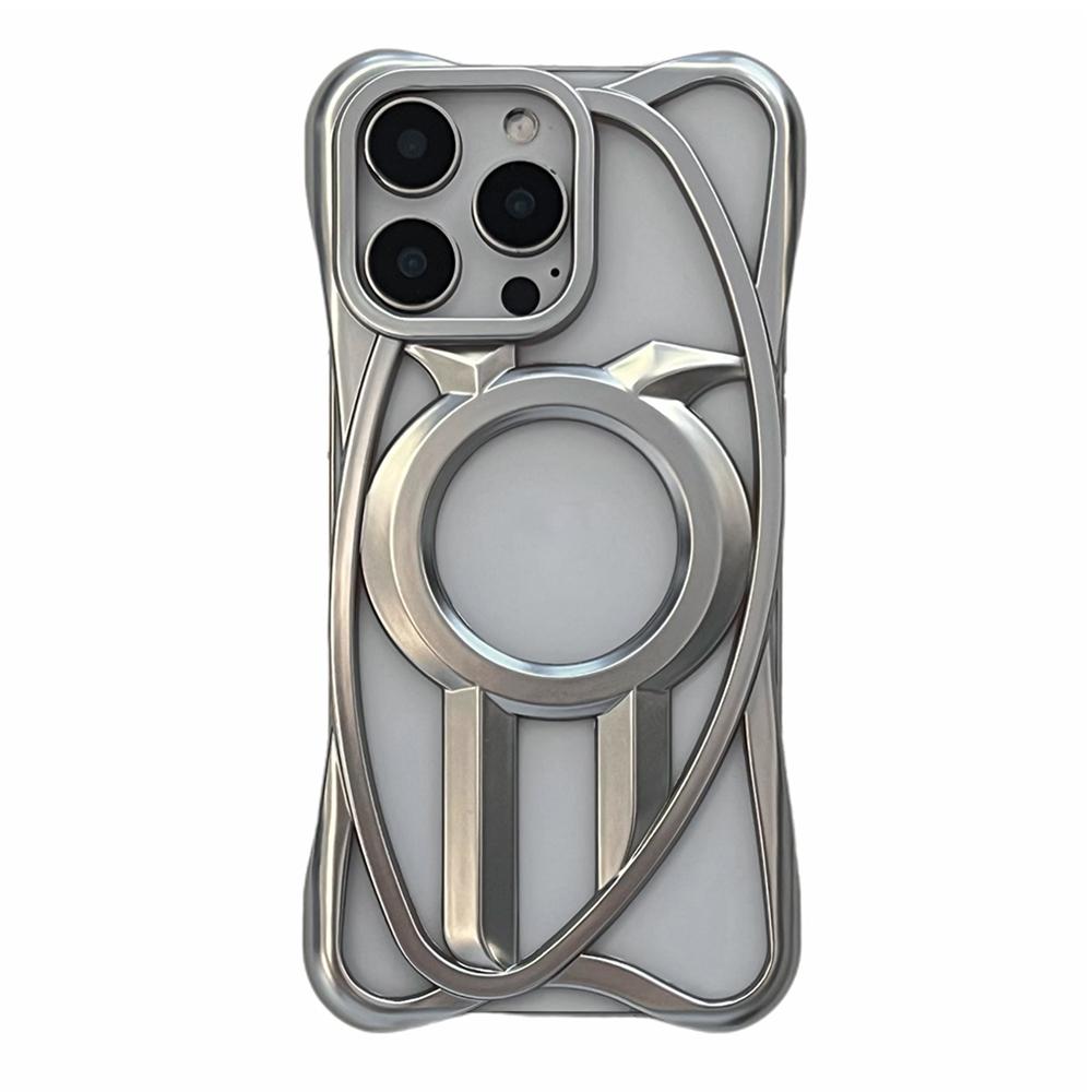 For iPhone 16 Pro Matte Case Compatible with MagSafe Frameless Electroplated Hollow Design TPU Phone Cover