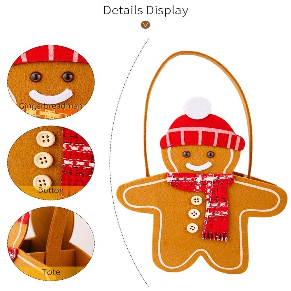 Cute Gingerbread Man Christmas Gingerbread Tote Bag Candy Pattern Chocolate Cookies Design Christmas Gift Bag Christmas Theme