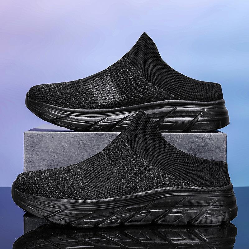 Men's shoes large size summer breathable fly-woven mesh 47 casual one-pedal half-tray sports light and versatile walking