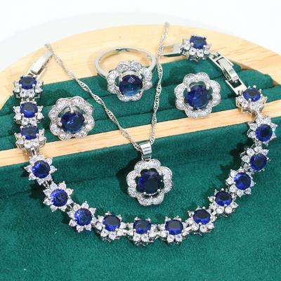 Pop Jewelry Trimmings AAA Zircon Bracelet Necklace Earrings Ring Jewelry Set