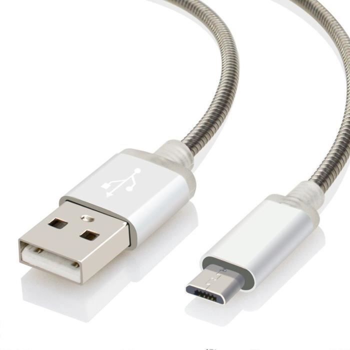 Micro USB Cable, 1M - Silver Metal