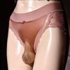 Silky Men'S Panties Lace Satin Erotic Underwear Soft Ultra Thin Briefs Sissy Feminization Lingerie Back Transparent Underpants