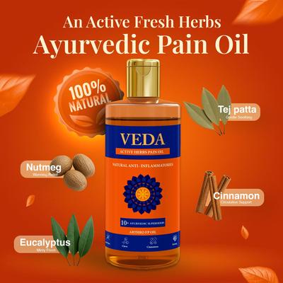 Active Herbs Pain Oil | Ayurvedic Relief from Joint, Muscle & Back Pain | Eucalyptus & 12 Powerful Herbs
