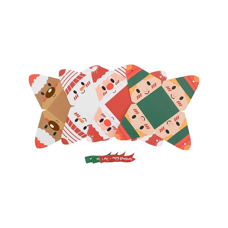 24pcs  New Design Hotly Sold Small Christmas Triangle Paper Candy Gift Packing Box With Tag And Ribbon