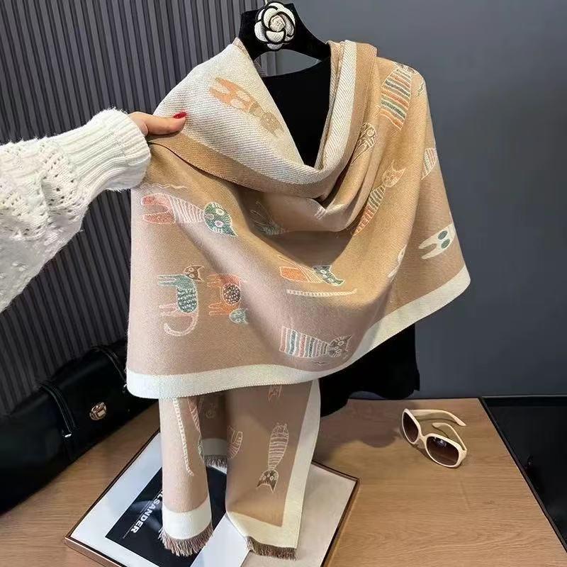 

Женский толстый теплый шарф с изображением пейзажа: Имитация кашемира для офисных и модных воротников 180*65 cm