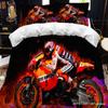 Motorradfahrer Bett Bettbezug Set Queen King Twin Full Größe Rotes Bettwäsche Set Motorrad Weich 2/3 Stück Polyester Bettdeckenbezug