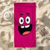 1pc Pink Smiling Big-Eyed Showing Teeth Soft Towel, Bath Towel, Beach Towel, Suitable for Travel, Picnic, Beach, Camping, Modern