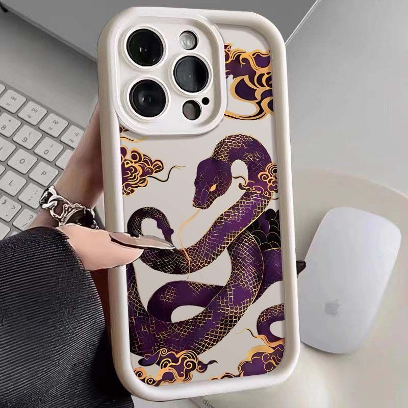 

Auspicious snake with purple Phone Case For Samsung Galaxy S21 S22 S23 S24 FE Plus S25 Ultra A15 A35 A54 A55 Coverf Soft Cover Galaxy S21 Ultra 5G