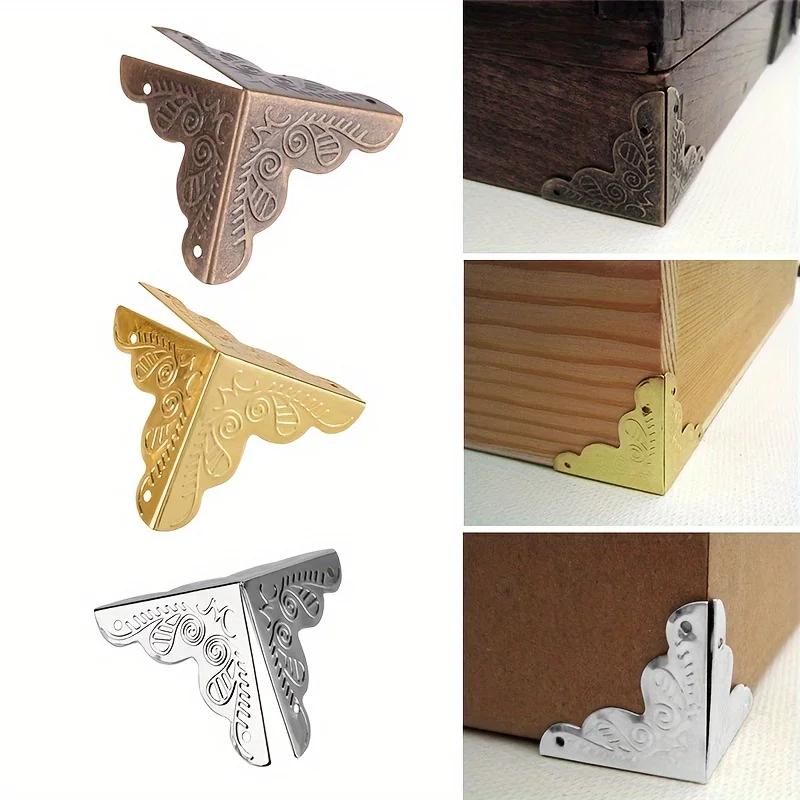 12pcs Wooden Box Corner Protector Cover Guard  for Jewelry Chest Wine Gift Case Decorative Bronze Golden Silver DIY
