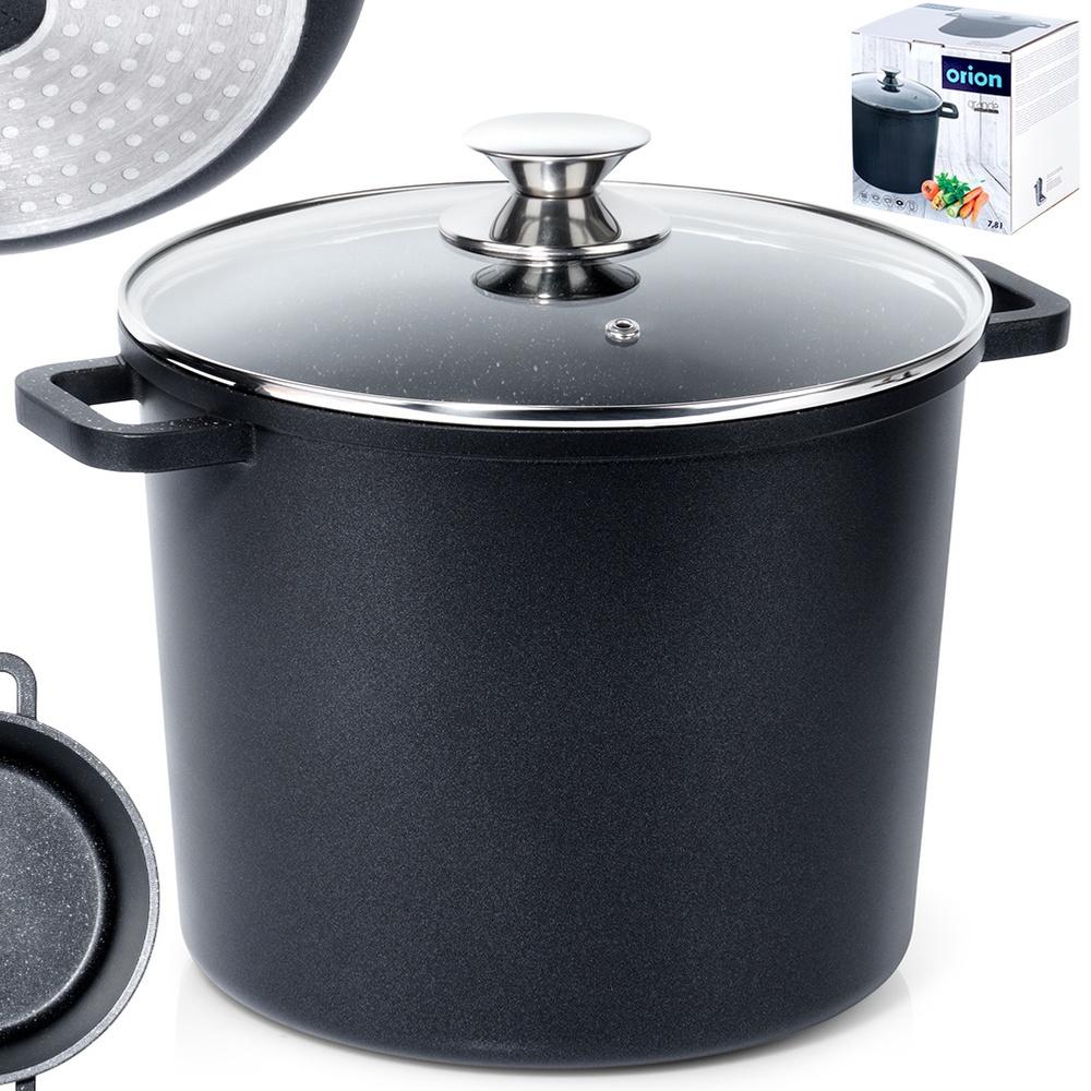 Granittopf mit Glasdeckel, hoch, GRANDE, 7,6 l
