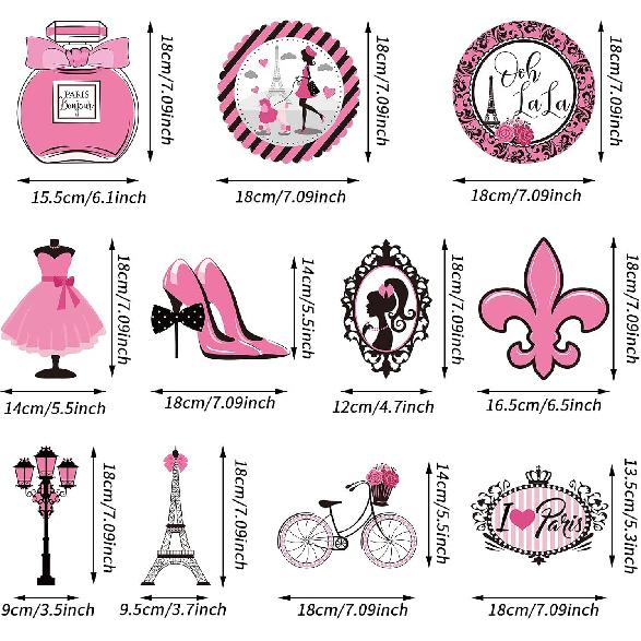 30 Pieces Paris Party Hanging Swirls Decorations, Pink Paris Eiffel Tower High Heels Ooh La La Card Hanging Metallic Foil Streamers Decor Kid Boy