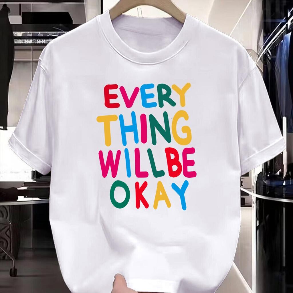 Start The Day With A Smile Print Cotton TShirts Unisexs Summer ONeck Short Sleeve T Shirt Oversized Soft Tops Basic Male Clothes