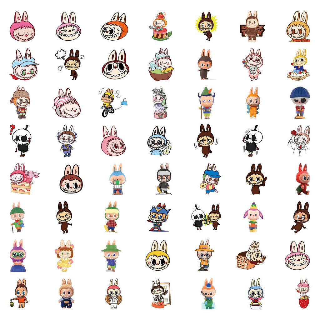 55/110 Labubu Rabu Stickers Cartoon Japanese Cartoon Mobile Phone Water Cup Decoration Waterproof Stickers