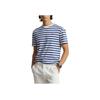 Polo Ralph Lauren SS23 Logo Embroidered Cotton Striped Crew Neck Short Sleeve T-Shirt Men Tops Blue 710906295-001